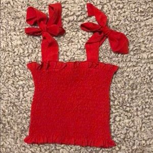 Super cute red scrunched crop top